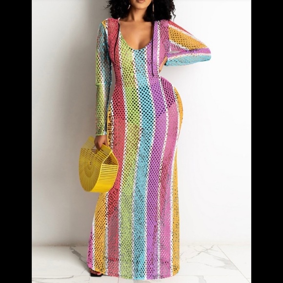 HP Color block fishnet design hooded - Picture 1 of 3